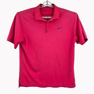 Nike Golf Mens Large Dri Fit Pink Polo Shirt Short Sleeve Polyester Active